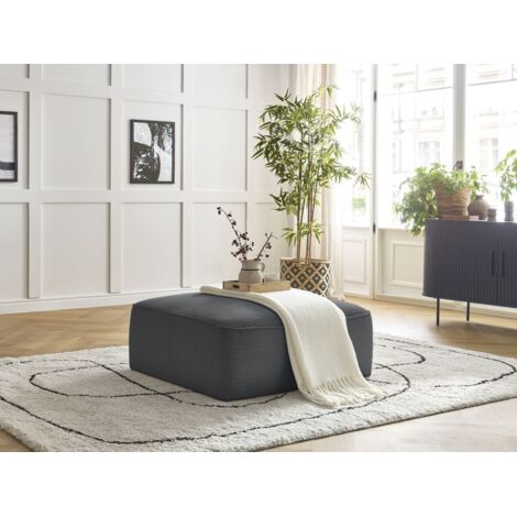 BOBOCHIC - Pouf LEOPOLD velours côtelé Gris foncé (1/5)
