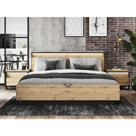 BOBOCHIC - Ensemble KYRIA avec Lit coffre + 2 chevets 160x200 (1/5)