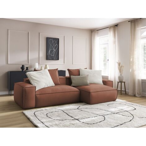 BOBOCHIC - Canapé d'angle réversible ultra moelleux BOHEME cuir végan Marron foncé (1/5)