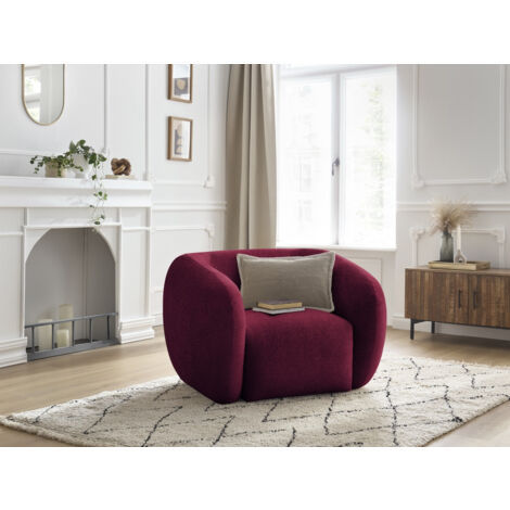 BOBOCHIC - Fauteuil CELINE tissu texturé   Rouge (1/5)