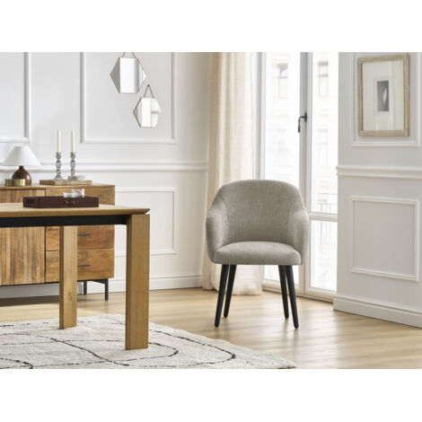 BOBOCHIC - Chaise SOPHIE tissu texturé et pieds scandinaves noirs Beige (1/5)