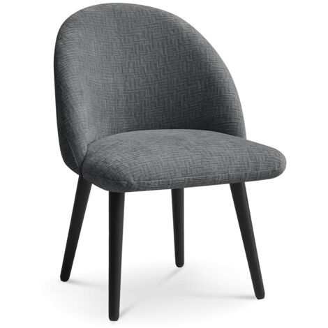 BOBOCHIC - Chaise LALIE tissu texturé et pieds scandinaves noirs Gris foncé