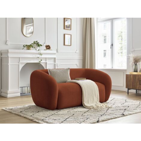 Bobochic – Canapé droit fixe 2 places – Tissu lisse orange – Longueur 160cm – Largeur 87cm – Style moderne – Charge max 180kg (1/5)