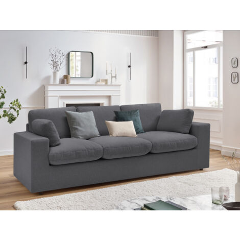 Bobochic – Canapé droit fixe compact 3 places 220cm – Tissu 100% polyester – Confort moelleux – Style moderne pour petits espaces (1/5)