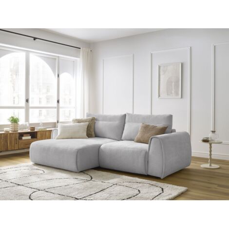 BOBOCHIC - Canapé d'angle fixe compact ADEN Angle gauche Gris clair (1/5)