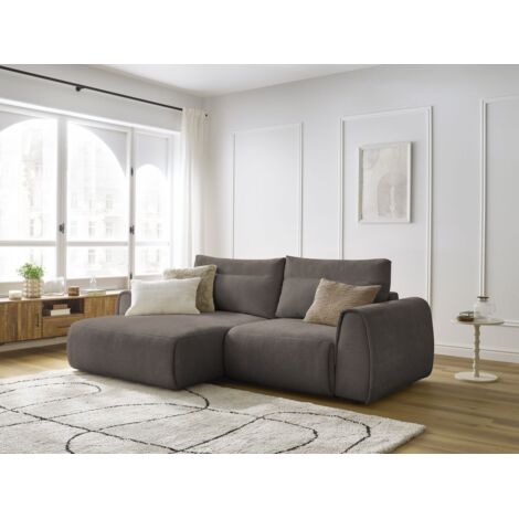 BOBOCHIC - Canapé d'angle fixe compact ADEN Angle gauche Taupe (1/5)