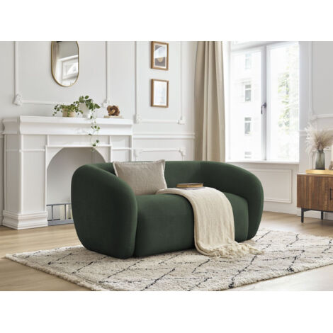 BOBOCHIC - Canapé droit fixe 2 places CELINE tissu lisse Vert (1/5)