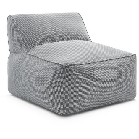 BOBOCHIC - Chauffeuse 1 place sans accoudoir pour canapé de jardin modulable RIVIERA tissu chiné Gris clair (1/5)