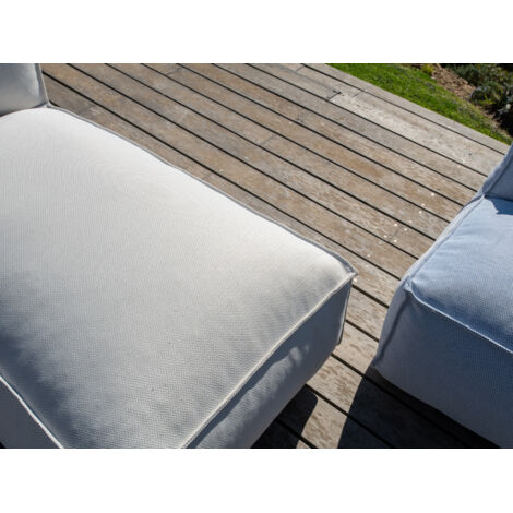BOBOCHIC - Canapé de jardin modulable BIARRITZ avec bâche de protection, 1 chauffeuse 2 places et 2 méridiennes Bleu (1/5)