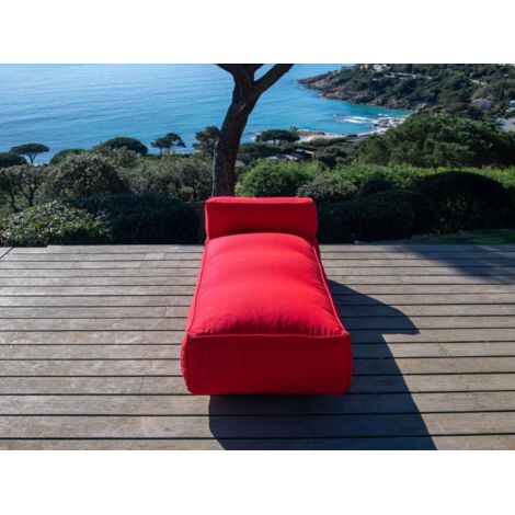BOBOCHIC - Méridienne sans accoudoir pour canapé de jardin modulable GIULIA avec bâche de protection Rouge (1/5)