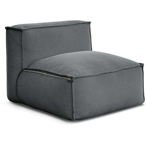 BOBOCHIC - Chauffeuse 1 place sans accoudoir avec bâche de protection pour canapé de jardin modulable BIARRITZ   Noir (1/5)