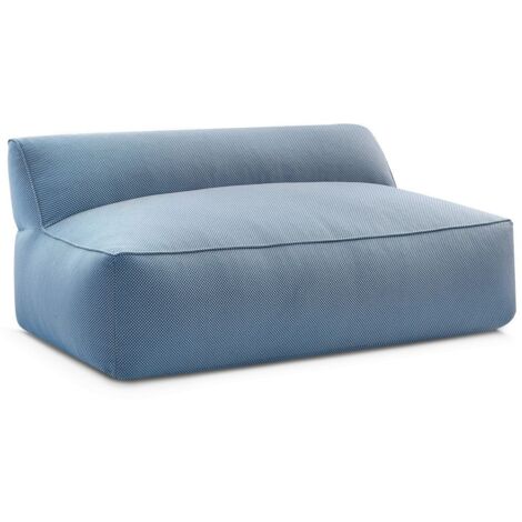 BOBOCHIC - Chauffeuse 2 places sans accoudoir pour canapé de jardin modulable RIVIERA tissu chiné Bleu foncé (1/5)