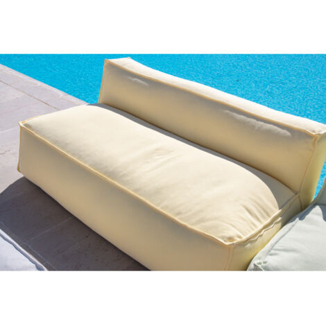 BOBOCHIC - Chauffeuse 2 places sans accoudoir avec bâche de protection pour canapé de jardin modulable BIARRITZ Bleu (1/5)