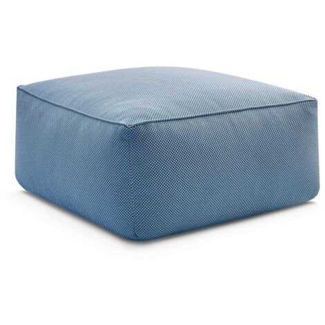 BOBOCHIC - Pouf pour canapé de jardin modulable RIVIERA tissu chiné   Bleu foncé (1/5)