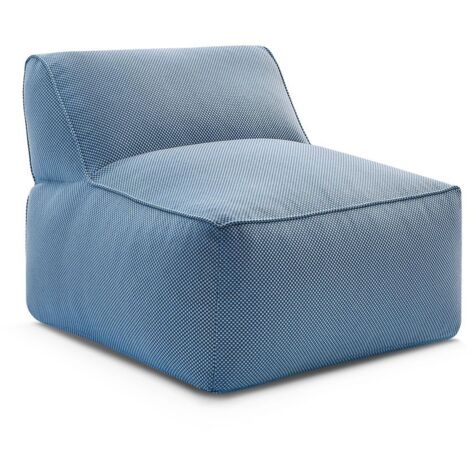 BOBOCHIC - Chauffeuse 1 place sans accoudoir pour canapé de jardin modulable RIVIERA tissu chiné   Bleu foncé (1/5)
