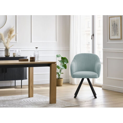 BOBOCHIC - Lot de chaises SOPHIE tissu velours côtelé et pieds étoile Gris foncé et bleu clair (1/5)