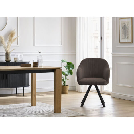 BOBOCHIC - Lot de chaises SOPHIE tissu velours côtelé et pieds étoile   Marron (1/5)