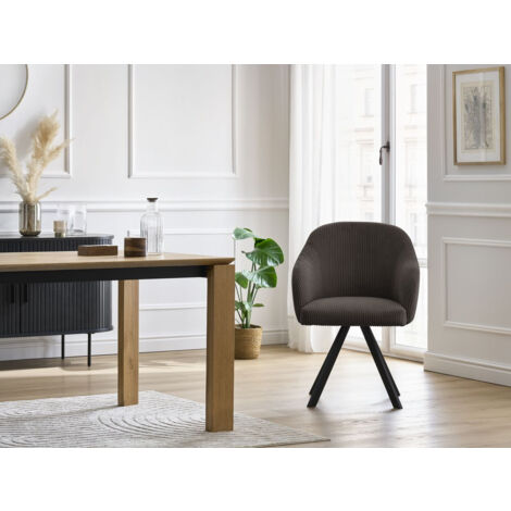 BOBOCHIC - Lot de chaises SOPHIE tissu velours côtelé et pieds étoile Taupe (1/5)