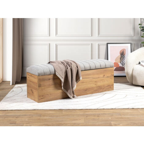Bobochic – Bout de lit OCEANE – Tissu 100% polyester – Bois mélaminé – Longueur 140 cm – Largeur 40 cm – Hauteur 50 cm – Rangement intégré (1/5)