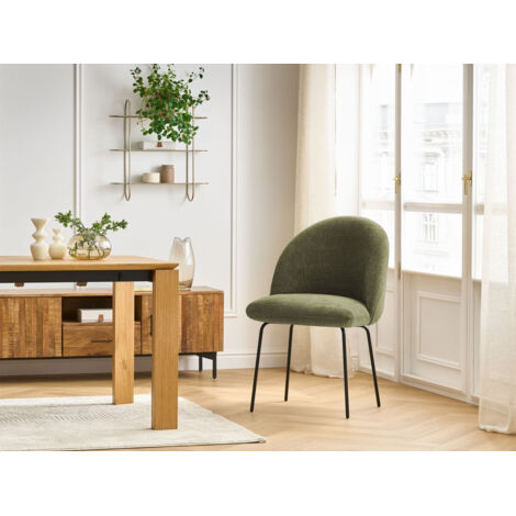BOBOCHIC - Chaise LALIE tissu texturé et pieds métal noir Vert (1/5)