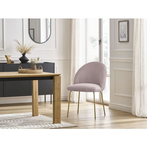 BOBOCHIC - Chaise LALIE tissu velours côtelé et pieds métal or   Rose (1/5)