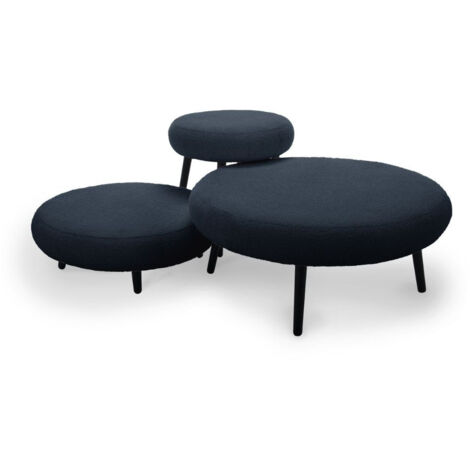 Pouf De Jardin Bleu Foncé - 45x45x45 Cm, Polyester Recyclé Haute Densité, Résistant à L'eau, Fermeture éclair Cachée