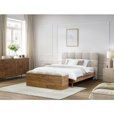 BOBOCHIC - Lit KUMO lattes massives pieds en bois naturel + Bout de lit KUMO 140x190 Gris clair (1/5)