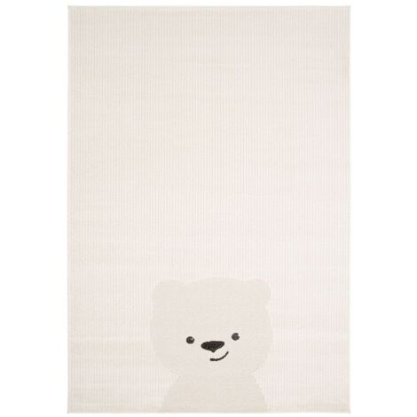 Tapis Enfant Oursons Beige/crème 120x170 Cm - Poils Ras, Doux, Facile à Nettoyer - Compatible Chauffage Au Sol