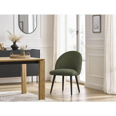 BOBOCHIC - Chaise LALIE tissu velours côtelé et pieds scandinaves noirs Vert (1/5)