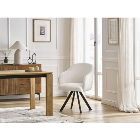 BOBOCHIC - Chaise SOPHIE tissu bouclette et pieds étoile Blanc (1/5)