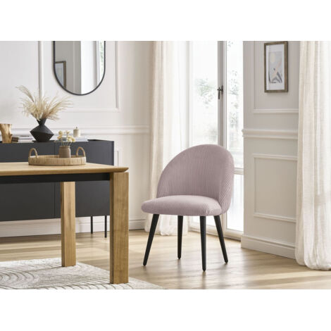BOBOCHIC - Chaise LALIE tissu velours côtelé et pieds scandinaves noirs Rose (1/5)