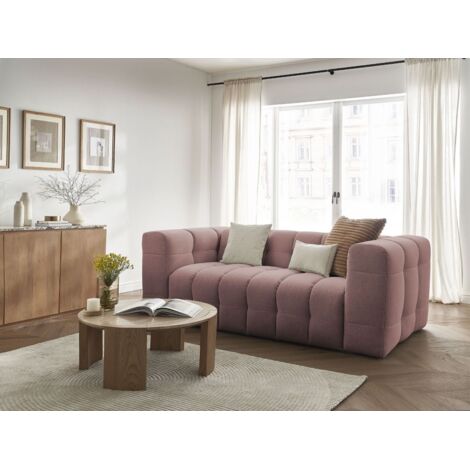 BOBOCHIC - Canapé droit convertible 3 places CLOUD tissu lisse   Rose (1/5)