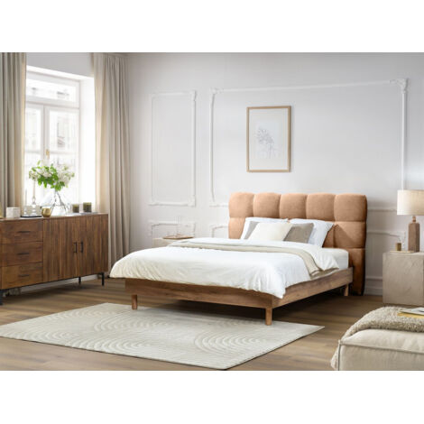 BOBOCHIC - Lit KUMO lattes massives pieds en bois naturel  140x190 Rose (1/5)