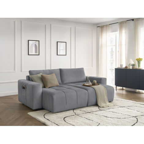 BOBOCHIC - Canapé droit fixe 4 places ARSENE assise profonde velours Gris foncé (1/5)