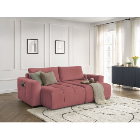 BOBOCHIC - Canapé droit fixe 4 places ARSENE assise profonde velours   Orange (1/5)