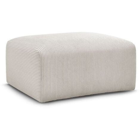 Canapé d'angle avec pouf BOBOCHIC MEGEVE Tissu bouclette beige - CH
