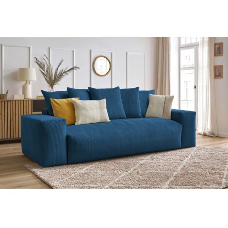 BOBOCHIC - Canapé droit convertible coffre VOLTAIRE Bleu foncé (1/5)