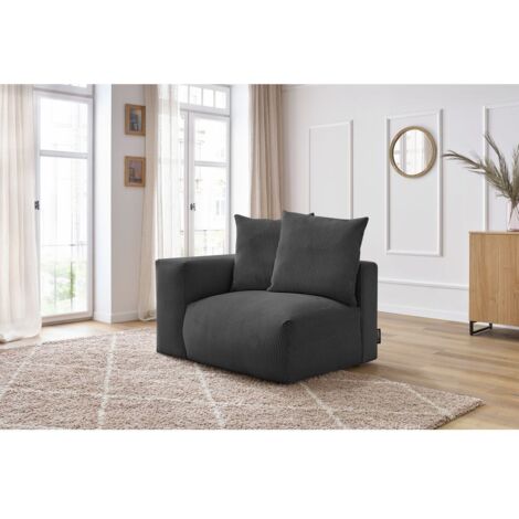 BOBOCHIC - Chauffeuse 1 place avec accoudoir pour canapé modulable VOLTAIRE Angle gauche Gris foncé (1/5)