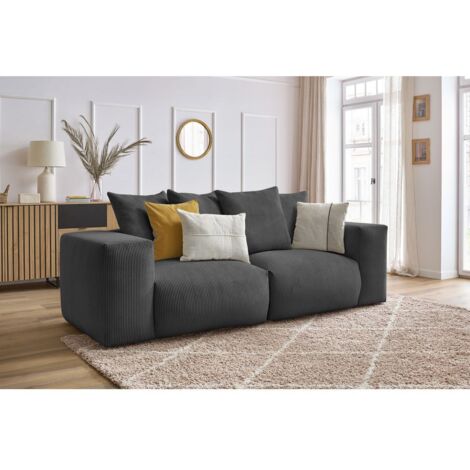 BOBOCHIC - Canapé droit fixe modulable VOLTAIRE   Gris foncé (1/5)