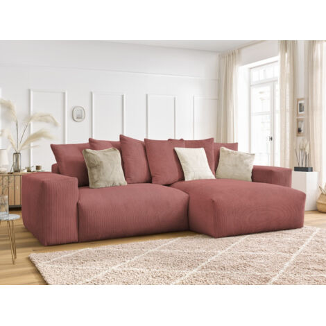 BOBOCHIC - Canapé d'angle réversible convertible coffre VOLTAIRE Réversible Rose (1/5)