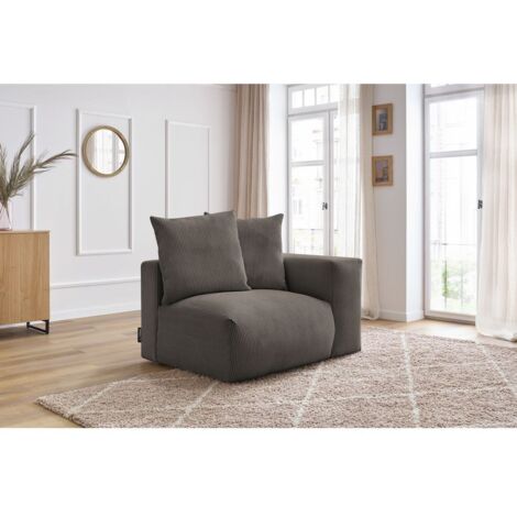 BOBOCHIC - Chauffeuse 1 place avec accoudoir pour canapé modulable VOLTAIRE Angle droit Taupe (1/5)