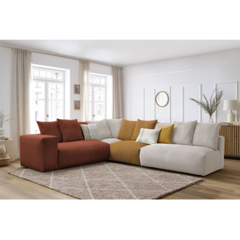 BOBOCHIC - Canapé d'angle fixe modulable VOLTAIRE avec 2 chauffeuses 2 places, 1 angle et 1 chauffeuse 1 place Angle gauche Multicolore (1/5)