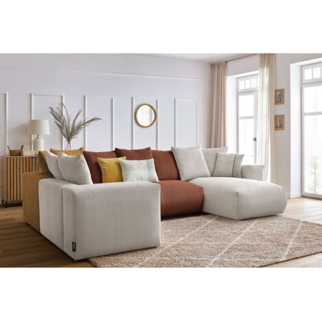 BOBOCHIC - Canapé panoramique fixe modulable VOLTAIRE 1 méridienne, 1 chauffeuse 2 place, 1 angle, 1 chauffeuse 1 place Angle droit Multicolore (1/5)