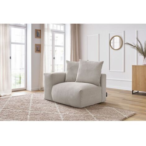 BOBOCHIC - Chauffeuse 1 place avec accoudoir pour canapé modulable VOLTAIRE Angle gauche Beige (1/5)