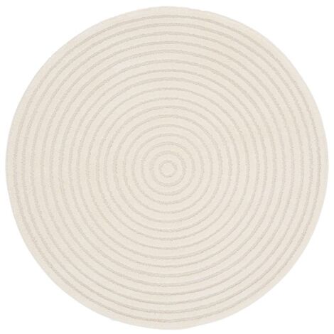 BOBOCHIC - Tapis rond poils ras ONDELIA motif géométrique 160x160 Crème (1/5)