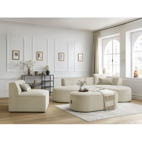 BOBOCHIC - Chauffeuse 1 place pour canapé modulable ROUSSEAU velours côtelé Beige (1/5)