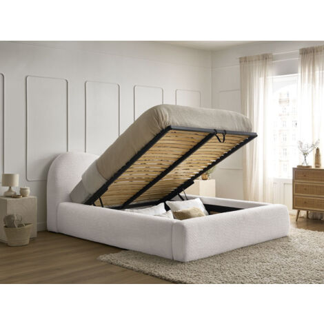 Lit coffre blanc 140x190 cm pas cher - AUSTIN | ID Market