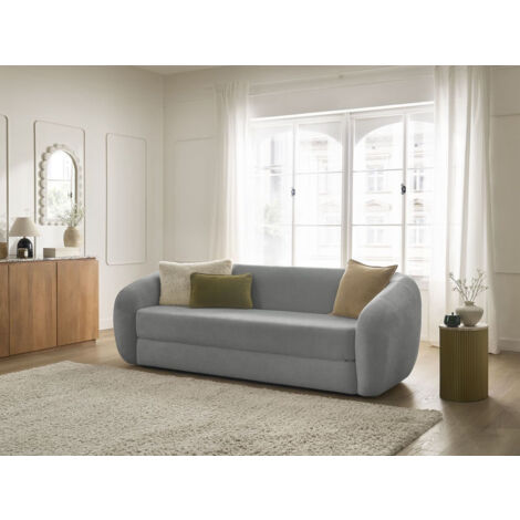 BOBOCHIC - Canapé droit convertible déplimousse NEYO tissu lisse Gris foncé (1/5)