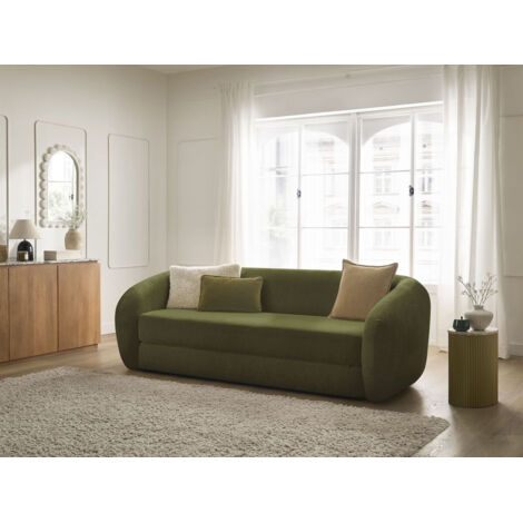 BOBOCHIC - Canapé droit convertible déplimousse NEYO tissu texturé Vert (1/5)