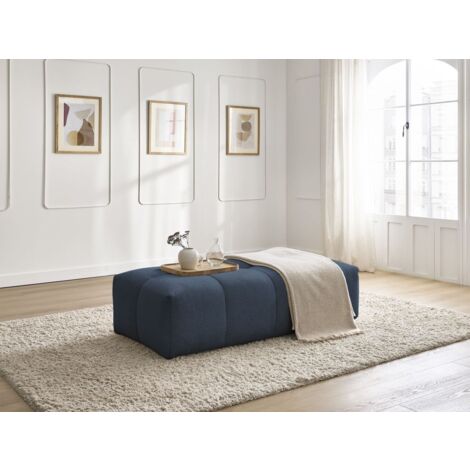 BOBOCHIC - Pouf petit EVEREST tissu chiné   Bleu foncé (1/5)